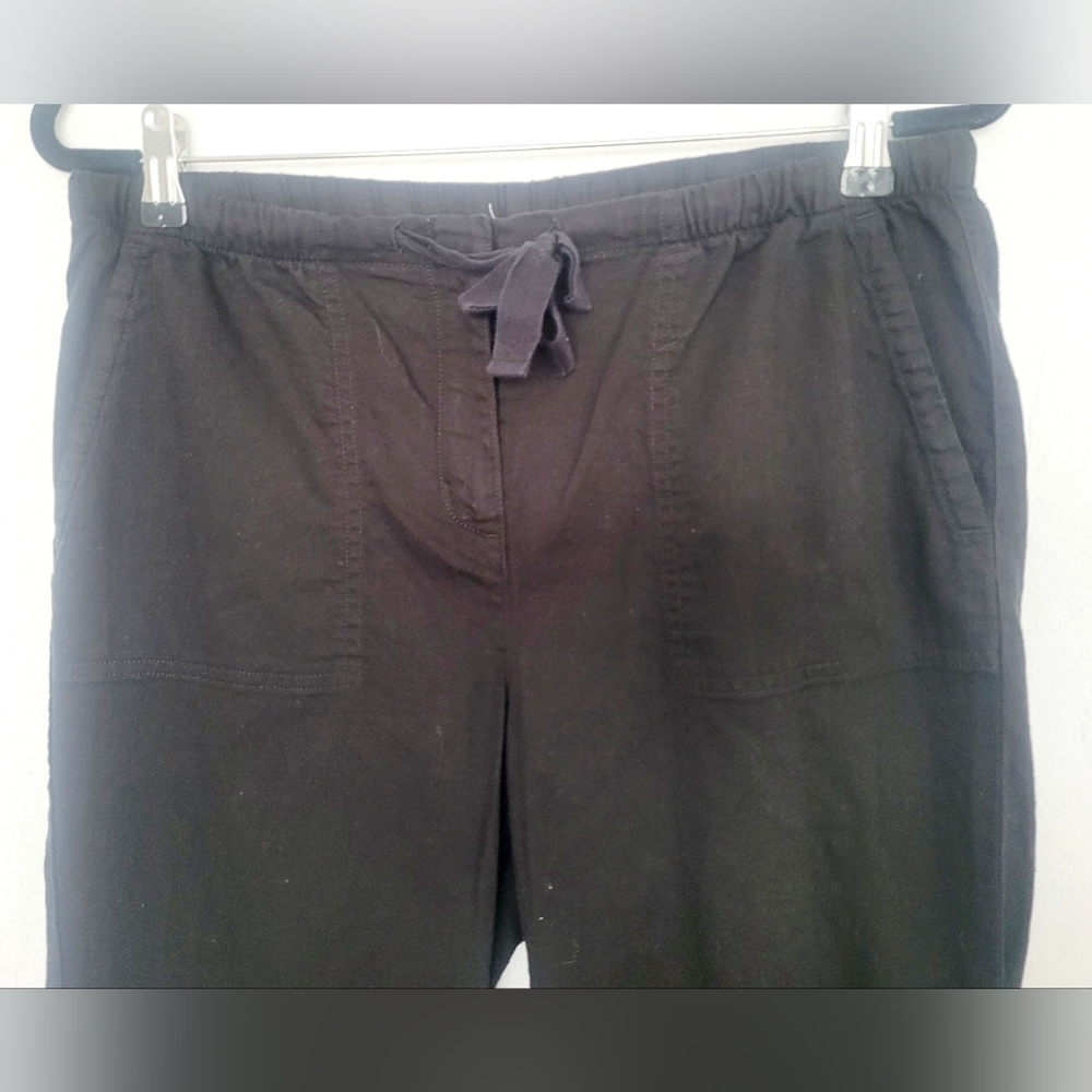 Eileen Fisher Womens 100%Organic Cotton Pants Drawstring Hook&Zip Black Medium - Picture 9 of 14
